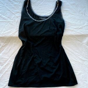 white house black market beaded embellished tank top with mesh trim size large